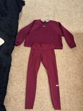 Nike Maroon Performance Sweatshirt & Leggings Set
